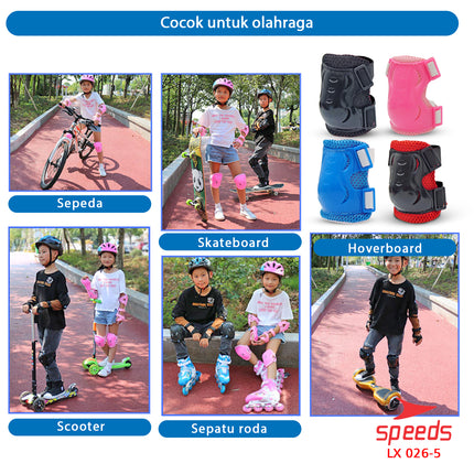 SPEEDS Set Deker Dekker Deckker Anak Inline Pelindung Lutut Siku Tangan Badan Sepeda Skate 026-5