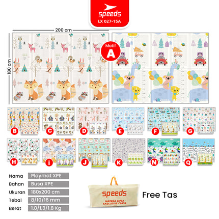 SPEEDS SNI A Playmat Bayi Karpet Lipat Playmate Matras Bayi 180x200cm Playmat Bayi Anak/Bayi Tikar Lipat Foam 027-15