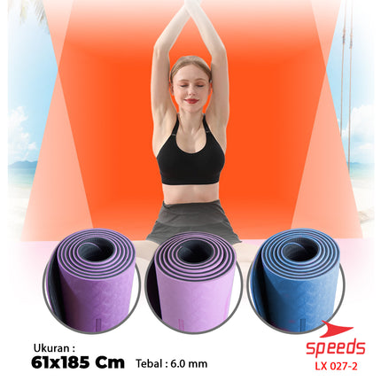 SPEEDS Matras Yoga TPE Tebal 6mm Alas Olahraga Yoga Mat Alas Yoga Karpet Gym Gulung Berstandar SNI 027-2