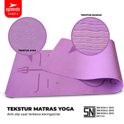SPEEDS Matras Yoga TPE Tebal 6mm Alas Yoga Mat Alas Yoga Karpet Gym Gulung Berstandar SNI 027-3