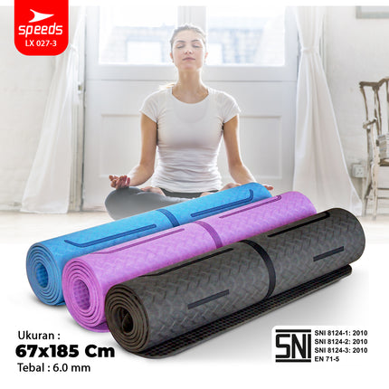 SPEEDS Matras Yoga TPE Tebal 6mm Alas Yoga Mat Alas Yoga Karpet Gym Gulung Berstandar SNI 027-3