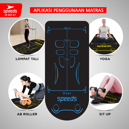 SPEEDS Alas Yoga Mat Matras Fitness Ab Roller Ab Wheel Latihan Mat Anti Slip Alas Senam Kuning 027-31