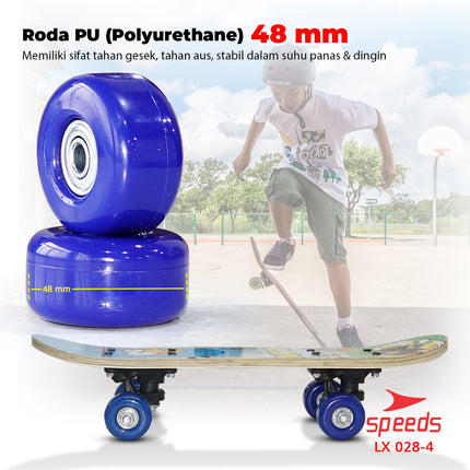 SPEEDS Papan Skateboard Anak Pennyboard Mainan Anak Roda PVC Papan Skate Fullset Freestyle 028-2406