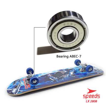 SPEEDS Papan Skateboard FullSet Dewasa Besar Alas Pasir Kayu Skate Board LX 028-6 , 2808 Sans