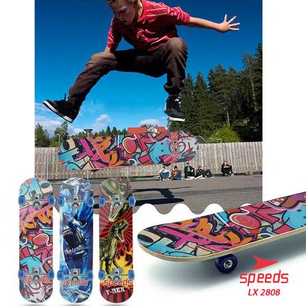 SPEEDS Papan Skateboard FullSet Dewasa Besar Alas Pasir Kayu Skate Board LX 028-6 , 2808 Sans