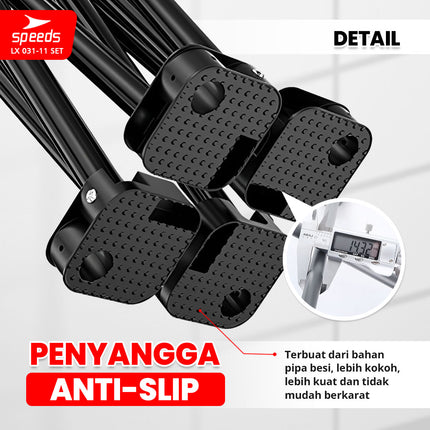 SPEEDS Meja Kursi Lipat Portable Kursi Camping Kursi Gunung Kursi Sauna Bangku Dengan Klip Pengait 031-11 Set Hitam