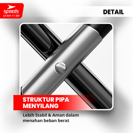 SPEEDS Meja Kursi Lipat Portable Kursi Camping Kursi Gunung Kursi Sauna Bangku Dengan Klip Pengait 031-11 Set Hitam