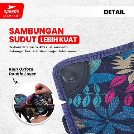 SPEEDS Meja Kursi Lipat Portable Kursi Camping Kursi Gunung Kursi Sauna Bangku Dengan Klip Pengait 031-11 Set Hitam