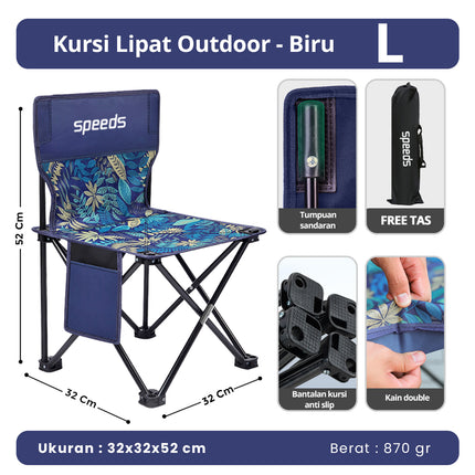 SPEEDS Kursi Lipat Outdoor Portable Kursi Camping Folding Chair Gunung Kemah Mudah LX 031-14