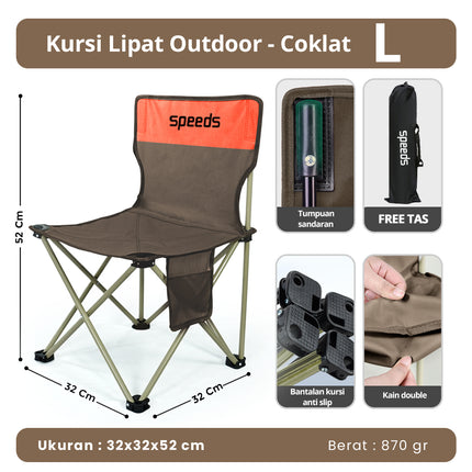 SPEEDS Kursi Lipat Outdoor Portable Kursi Camping Folding Chair Gunung Kemah Mudah LX 031-14