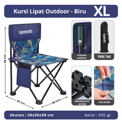 SPEEDS Kursi Lipat Outdoor Portable Kursi Camping Folding Chair Gunung Kemah Mudah LX 031-14
