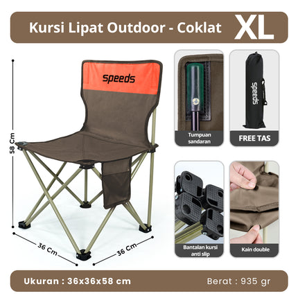 SPEEDS Kursi Lipat Outdoor Portable Kursi Camping Folding Chair Gunung Kemah Mudah LX 031-14