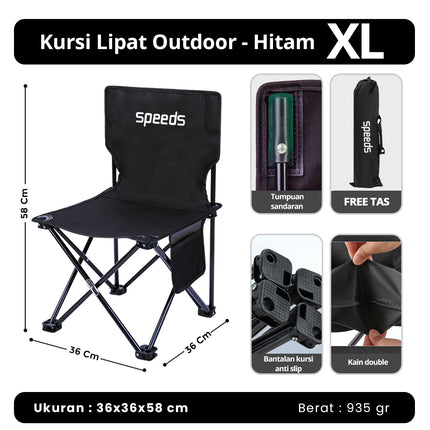 SPEEDS Kursi Lipat Outdoor Portable Kursi Camping Folding Chair Gunung Kemah Mudah LX 031-14