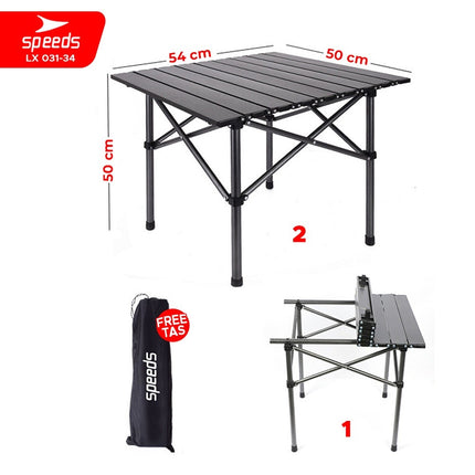 SPEEDS Meja Kurs Lipat Set Free Meja Lipat Kursi Lipat Outdoor Indoor Tas Folding Table Chair Portable Meja Camping Piknik 031-36