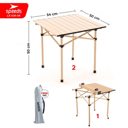 SPEEDS Meja Kurs Lipat Set Free Meja Lipat Kursi Lipat Outdoor Indoor Tas Folding Table Chair Portable Meja Camping Piknik 031-36