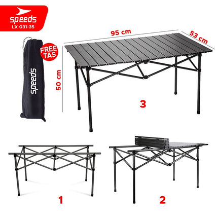 SPEEDS Meja Kurs Lipat Set Free Meja Lipat Kursi Lipat Outdoor Indoor Tas Folding Table Chair Portable Meja Camping Piknik 031-36