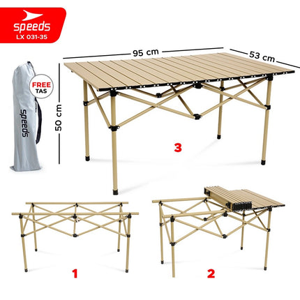 SPEEDS Meja Camping Lipat Set Meja Kursi Lipat Meja Camping Piknik Outdoor Portable 031-35
