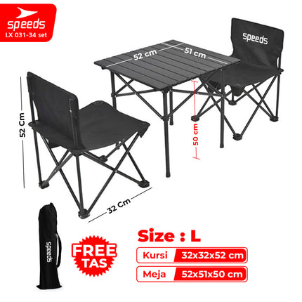 SPEEDS Meja Kurs Lipat Set Free Meja Lipat Kursi Lipat Outdoor Indoor Tas Folding Table Chair Portable Meja Camping Piknik 031-36