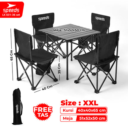 SPEEDS Meja Camping Lipat Set Meja Kursi Lipat Meja Camping Piknik Outdoor Portable 031-35