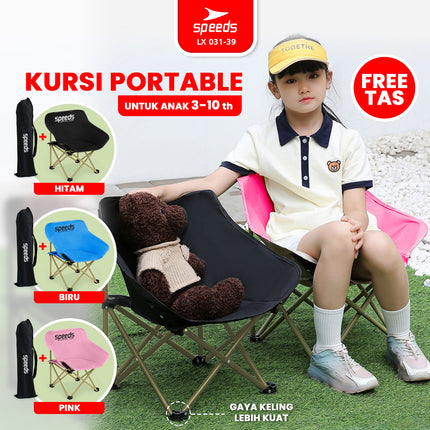 SPEEDS Kursi Lipat Anak Portable Kursi Bulat Foldable Moon Chair Outdoor Indoor 031-39
