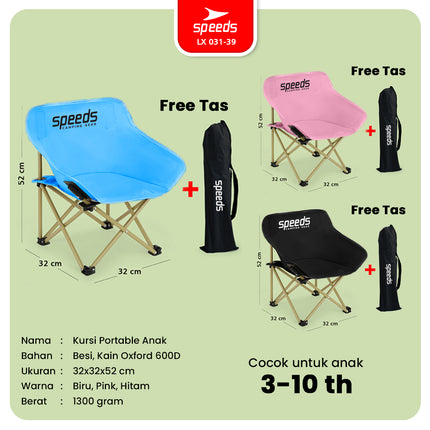 SPEEDS Kursi Lipat Anak Portable Kursi Bulat Foldable Moon Chair Outdoor Indoor 031-39