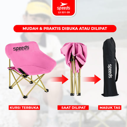 SPEEDS Kursi Lipat Anak Portable Kursi Bulat Foldable Moon Chair Outdoor Indoor 031-39