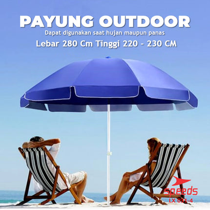 SPEEDS Payung Tenda Lebar 280CM Payung Pantai Cafe Bazaar Parasol Diameter Tenda Booth Jualan 031-4
