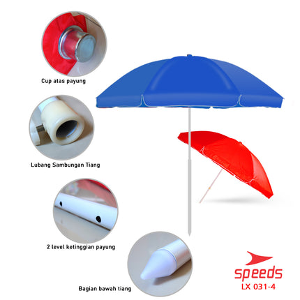 SPEEDS Payung Tenda Lebar 280CM Payung Pantai Cafe Bazaar Parasol Diameter Tenda Booth Jualan 031-4