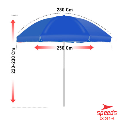 SPEEDS Payung Tenda Lebar 280CM Payung Pantai Cafe Bazaar Parasol Diameter Tenda Booth Jualan 031-4