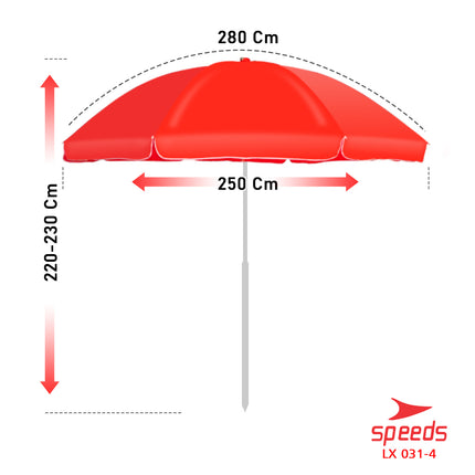 SPEEDS Payung Tenda Lebar 280CM Payung Pantai Cafe Bazaar Parasol Diameter Tenda Booth Jualan 031-4