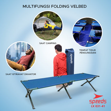 SPEEDS Kasur Tidur Velbed Tempat Tidur Lipat Kasur Portable Kaki Silang Indoor Outdoor 031-41