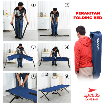 SPEEDS Kasur Tidur Velbed Tempat Tidur Lipat Kasur Portable Kaki Silang Indoor Outdoor 031-41