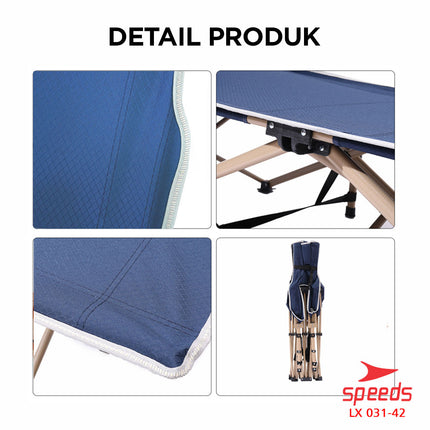 SPEEDS Kasur Tidur Lipat Tempat Tidur Camping Kasur Portable Kaki Silang Indoor Outdoor 031-42