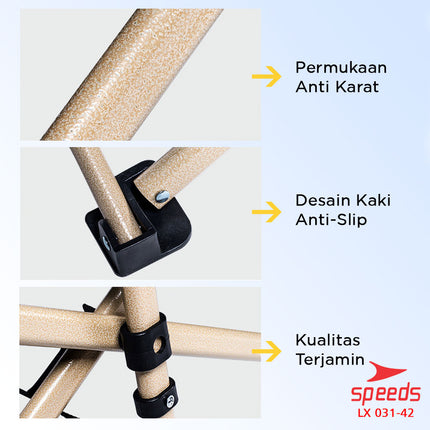 SPEEDS Kasur Tidur Lipat Tempat Tidur Camping Kasur Portable Kaki Silang Indoor Outdoor 031-42