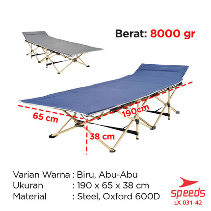 SPEEDS Kasur Tidur Lipat Tempat Tidur Camping Kasur Portable Kaki Silang Indoor Outdoor 031-42