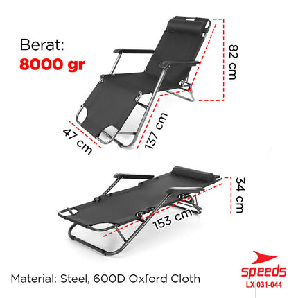 SPEEDS Kursi Lipat Kursi Malas Tempat Tidur Folding Bed Kursi Outdoor Indoor Kursi Santai 031-44
