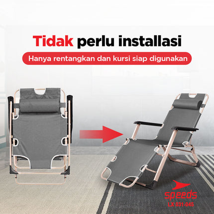 SPEEDS Kursi Lipat Kursi Malas Tempat Tidur Folding Bed Kursi Outdoor Indoor Kursi Santai 031-45