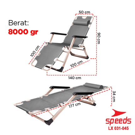 SPEEDS Kursi Lipat Kursi Malas Tempat Tidur Folding Bed Kursi Outdoor Indoor Kursi Santai 031-45