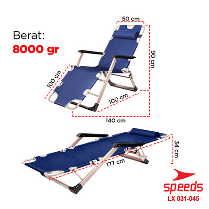 SPEEDS Kursi Lipat Kursi Malas Tempat Tidur Folding Bed Kursi Outdoor Indoor Kursi Santai 031-45