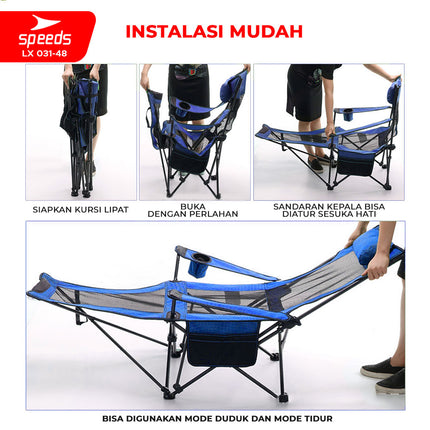SPEEDS Kursi Lipat Camping 2in1 Folding Chair Tidur Duduk Mancing Rekrasi Foldable Outdoor 031-48