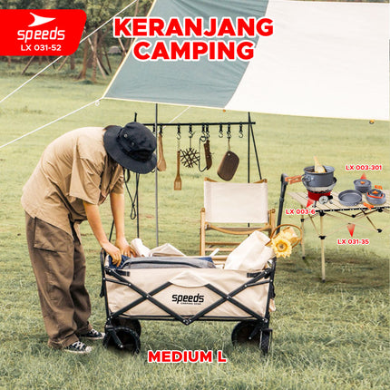 SPEEDS Keranjang Camping Gerobak Lipat Troli Barang Glamping Box Multifungsi Outdoor 031-52