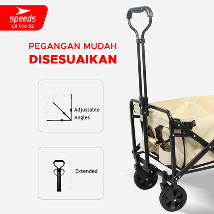 SPEEDS Keranjang Camping Gerobak Lipat Troli Barang Glamping Box Multifungsi Outdoor 031-52
