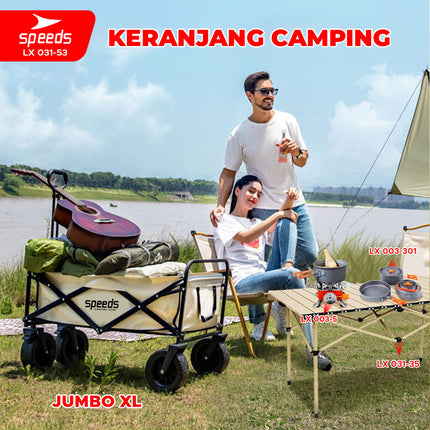 SPEEDS Keranjang Camping Gerobak Lipat Troli Barang Box Serbaguna Glamping Piknik Mancing Outdoor 031-53