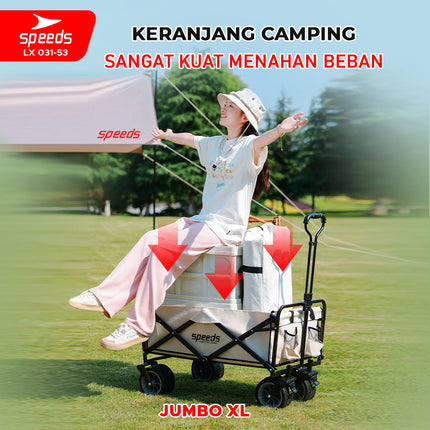 SPEEDS Keranjang Camping Gerobak Lipat Troli Barang Box Serbaguna Glamping Piknik Mancing Outdoor 031-53