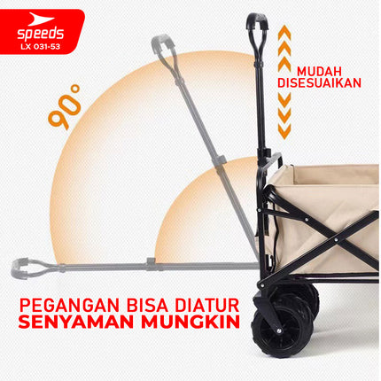 SPEEDS Keranjang Camping Gerobak Lipat Troli Barang Box Serbaguna Glamping Piknik Mancing Outdoor 031-53