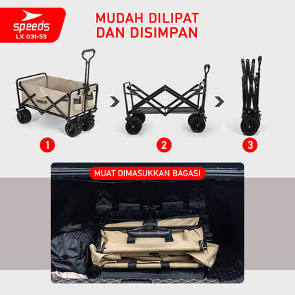 SPEEDS Keranjang Camping Gerobak Lipat Troli Barang Box Serbaguna Glamping Piknik Mancing Outdoor 031-53