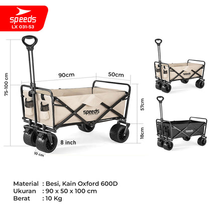 SPEEDS Keranjang Camping Gerobak Lipat Troli Barang Box Serbaguna Glamping Piknik Mancing Outdoor 031-53