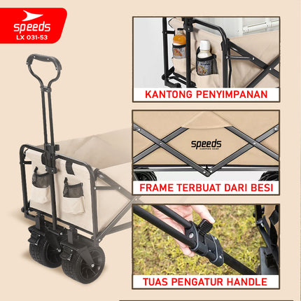 SPEEDS Keranjang Camping Gerobak Lipat Troli Barang Box Serbaguna Glamping Piknik Mancing Outdoor 031-53