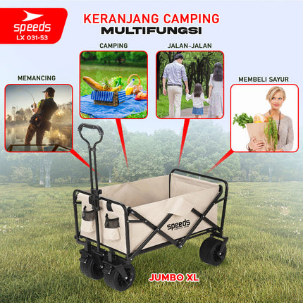 SPEEDS Keranjang Camping Gerobak Lipat Troli Barang Box Serbaguna Glamping Piknik Mancing Outdoor 031-53