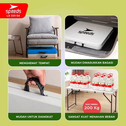 SPEEDS Meja Lipat Meja Rumah Jualan Lipat Panjang Camping Laptop Makan Belajar Portable Serbaguna 031-54